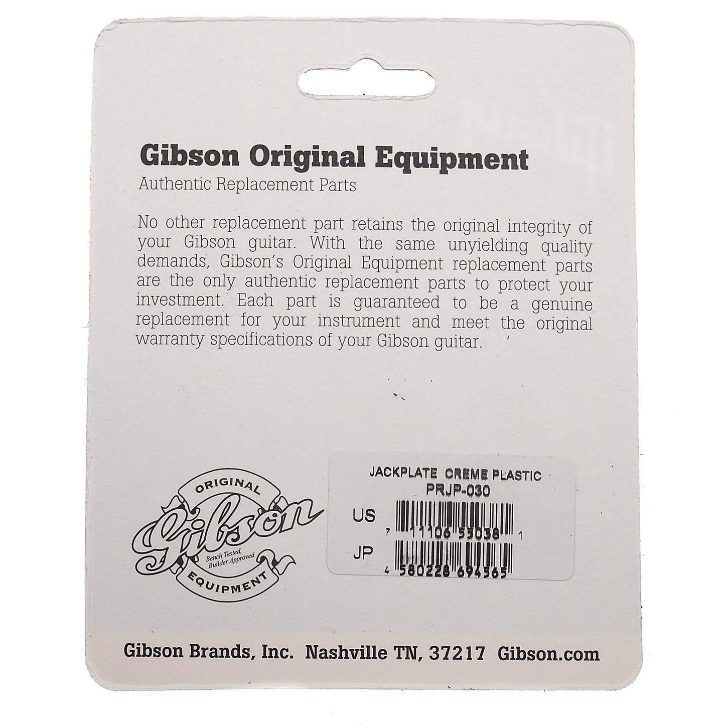 Gibson Plastic Jack Plate - Creme Parts / Pickguards
