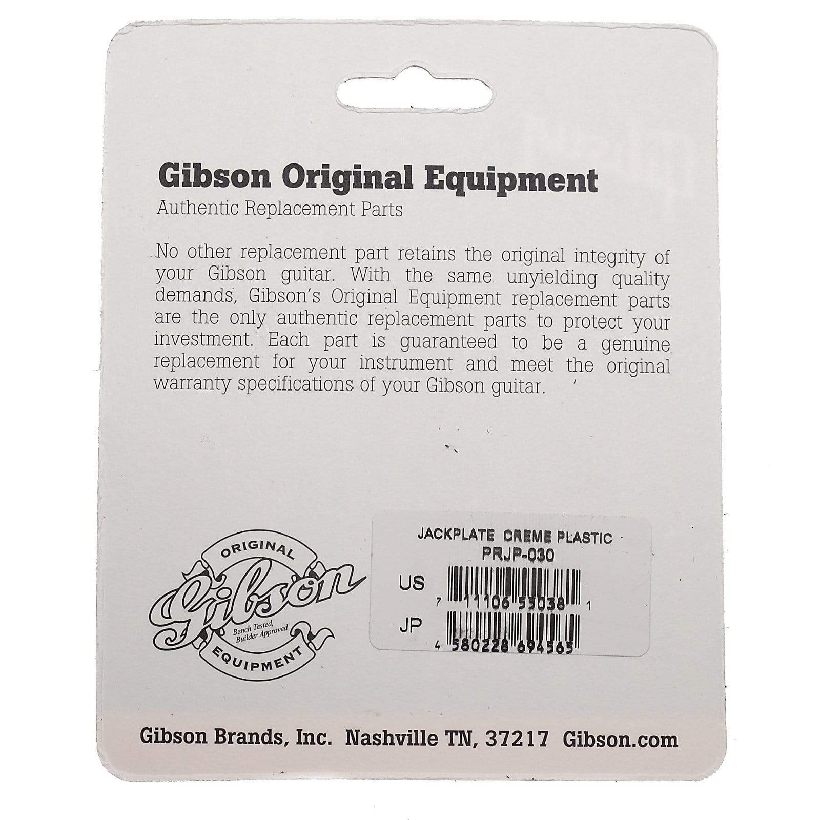 Gibson Plastic Jack Plate - Creme Parts / Pickguards