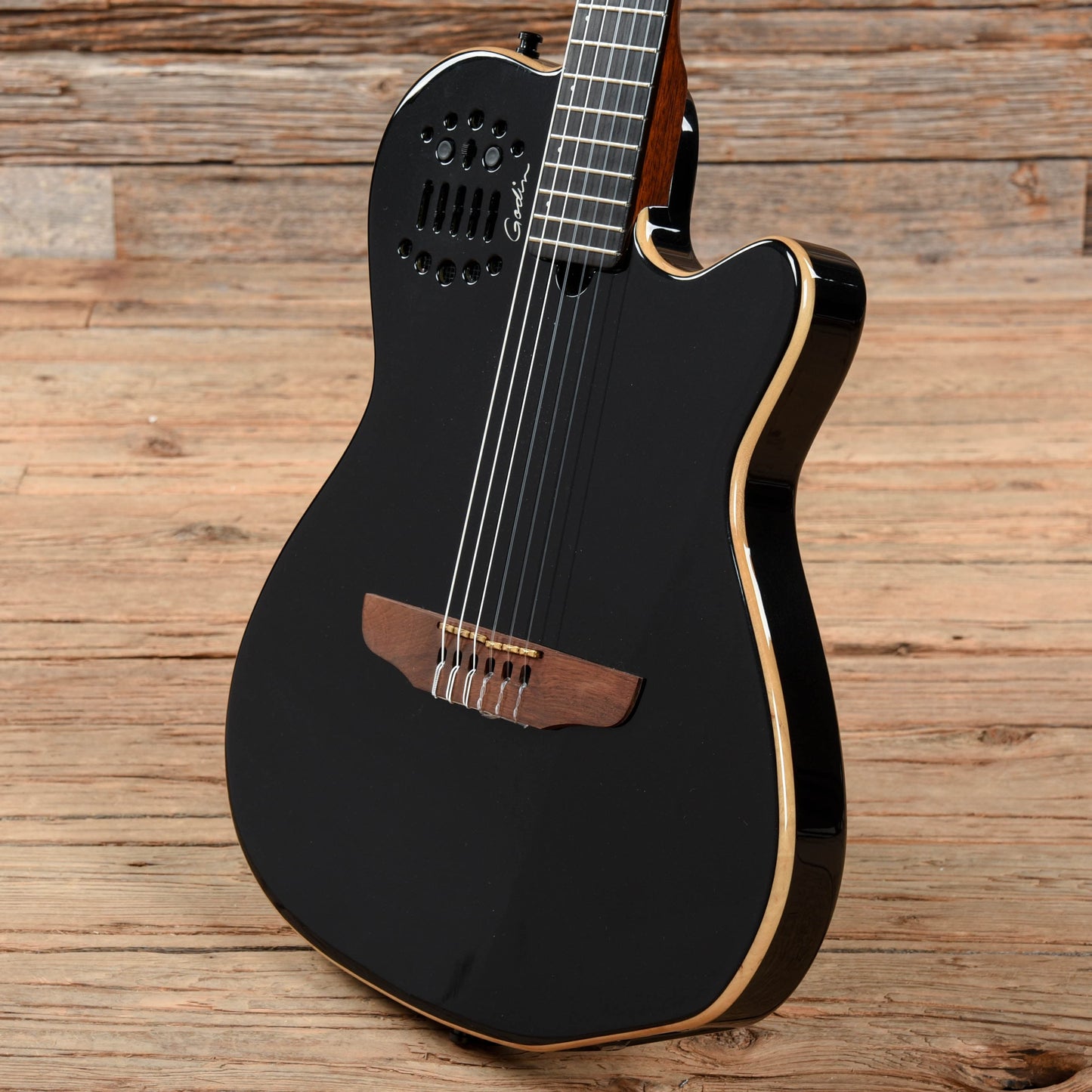 Godin Nylon Synth ACS Slim SA Black Electric Guitars / Solid Body