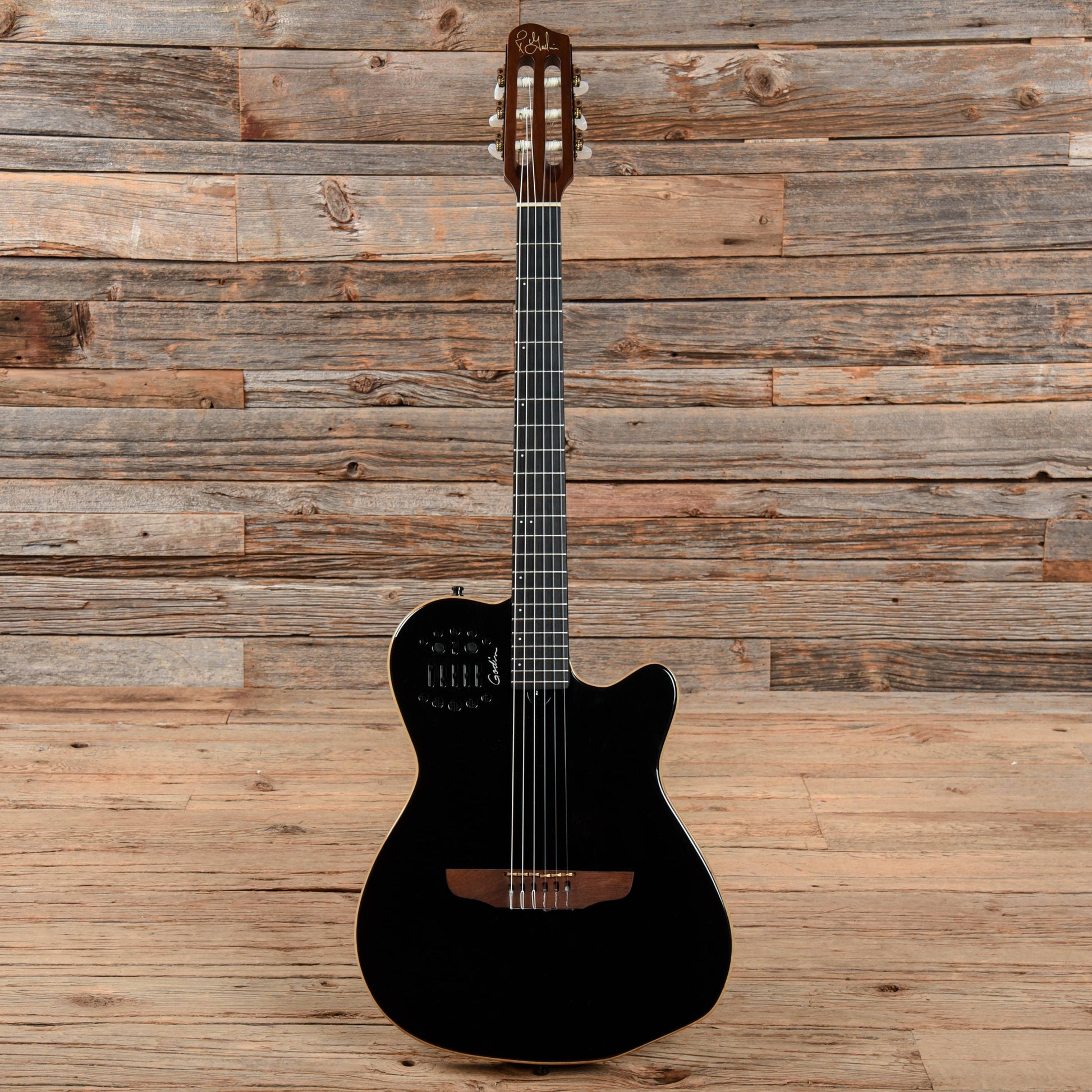 Godin Nylon Synth ACS Slim SA Black Electric Guitars / Solid Body