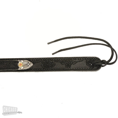 Gretsch G6332 Tooled Leather Jeweled Buckle Guitar Strap Black Accessories / Straps