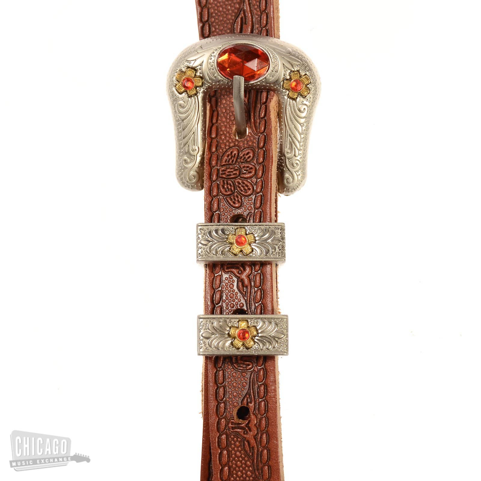Gretsch G6332 Tooled Leather Jeweled Buckle Guitar Strap Walnut Accessories / Straps