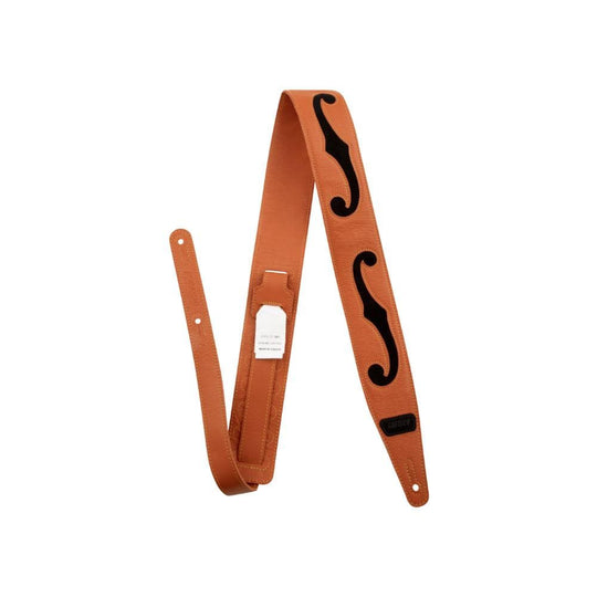 Gretsch Orange/Black Leather F Hole Strap Accessories / Straps