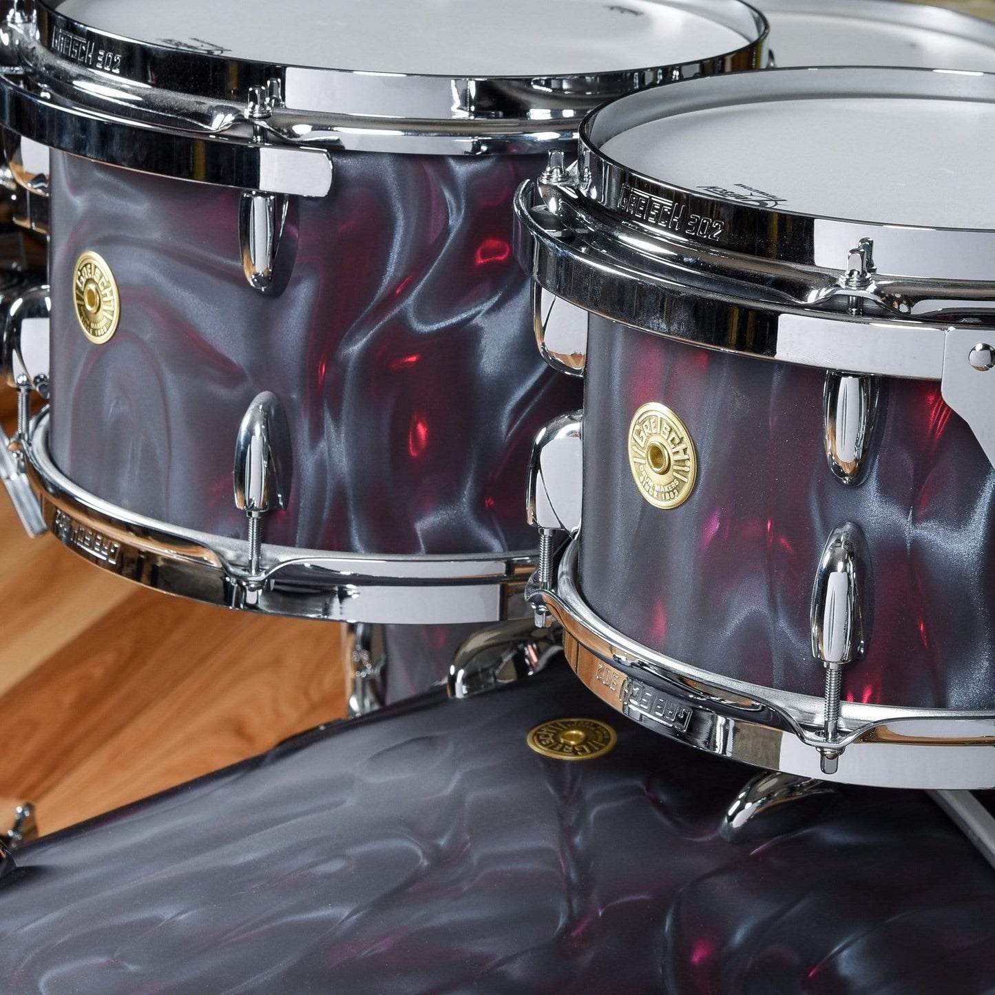 Gretsch Broadkaster 10/12/16/22 4pc. Drum Kit Black Satin Flame Drums and Percussion / Acoustic Drums / Full Acoustic Kits