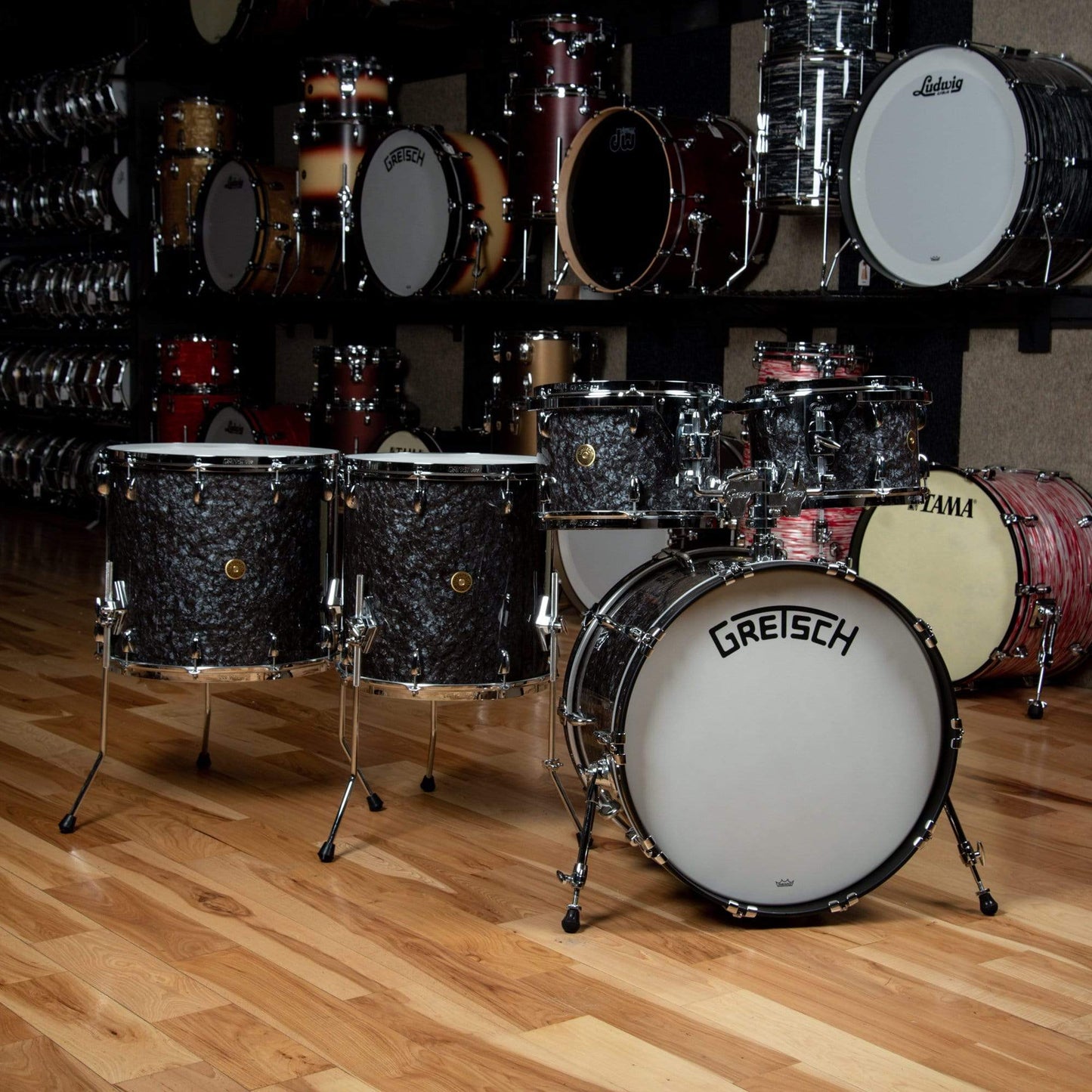 Gretsch Broadkaster 12/13/16/18/22 5pc. Drum Kit Deep Black Marine Pearl Drums and Percussion / Acoustic Drums / Full Acoustic Kits