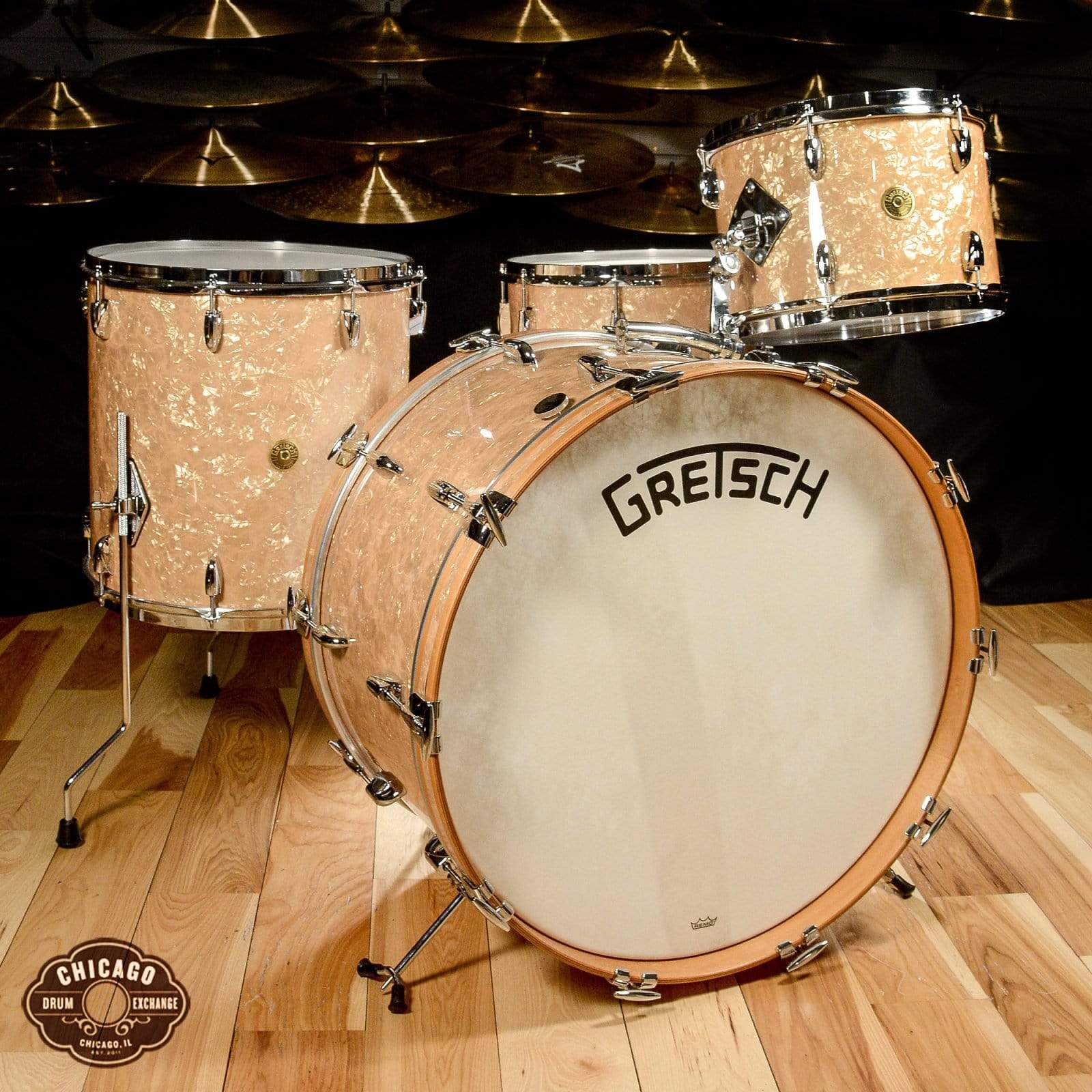 Gretsch Broadkaster 13/16/24/6.5x14 4pc. Bomber Drum Kit Antique Pearl (Vintage Build) Drums and Percussion / Acoustic Drums / Full Acoustic Kits
