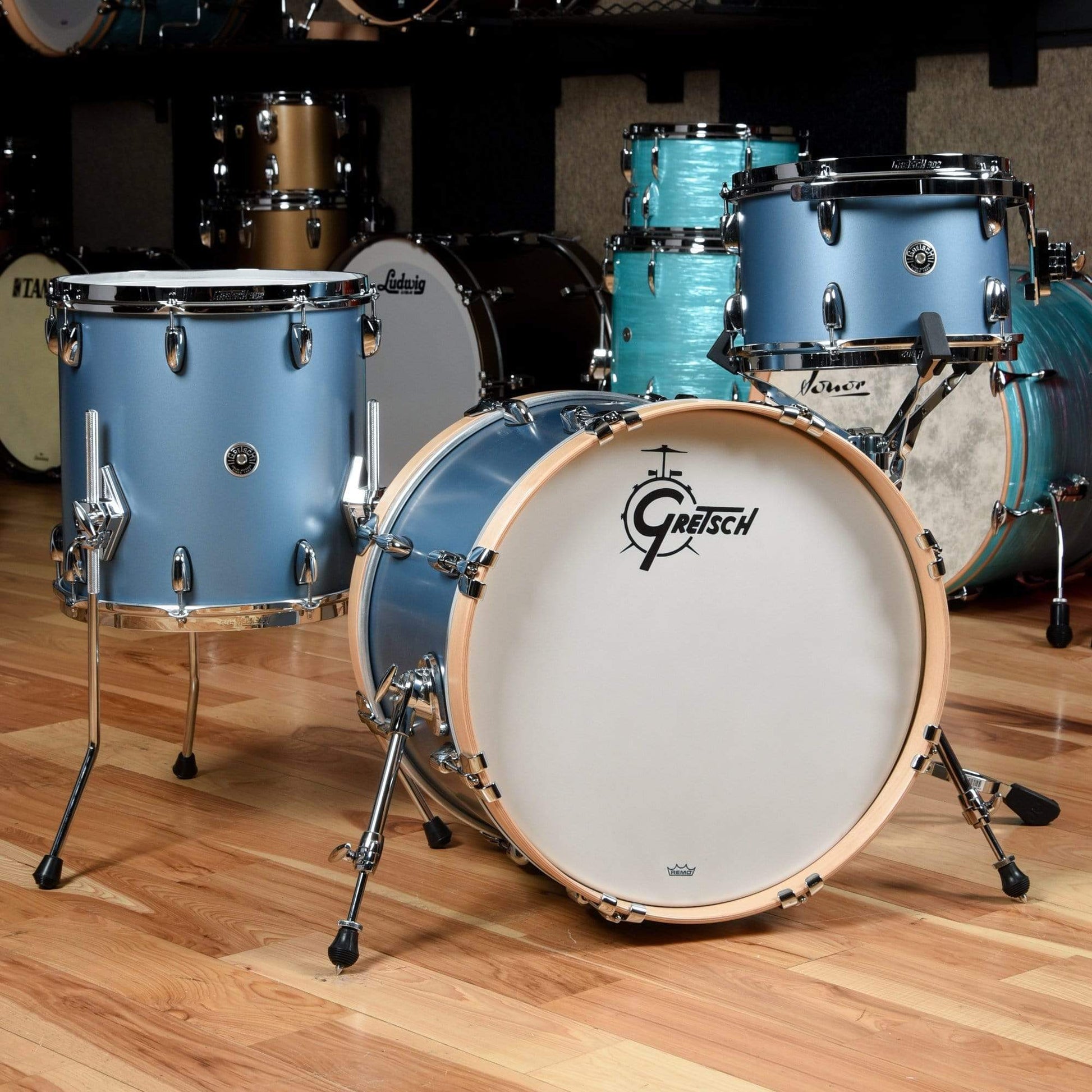 Gretsch Brooklyn 12/14/20 3pc. Drum Kit Satin Ice Blue Metallic Drums and Percussion / Acoustic Drums / Full Acoustic Kits