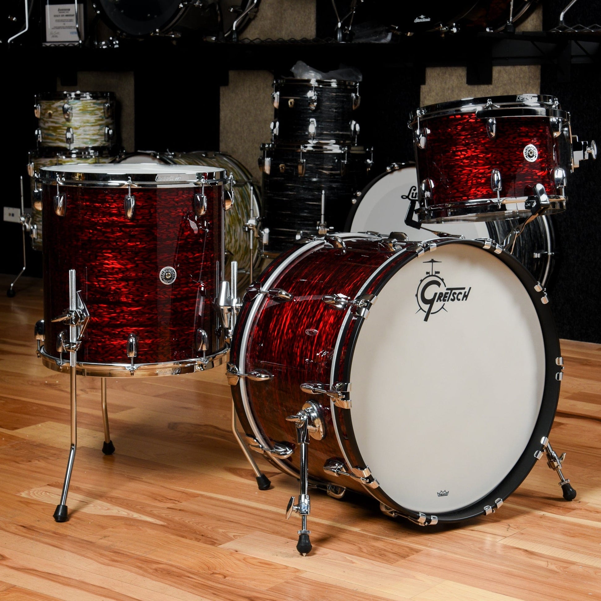Gretsch Brooklyn 13/16/22 3pc. Drum Kit Red Silk Onyx Drums and Percussion / Acoustic Drums / Full Acoustic Kits