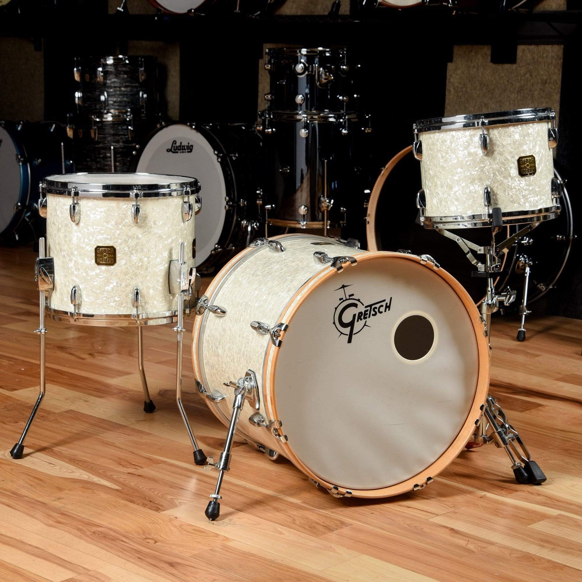 Gretsch Drums 12/14/20 USA Custom Drum Kit White Marine Pearl Drums and Percussion / Acoustic Drums / Full Acoustic Kits