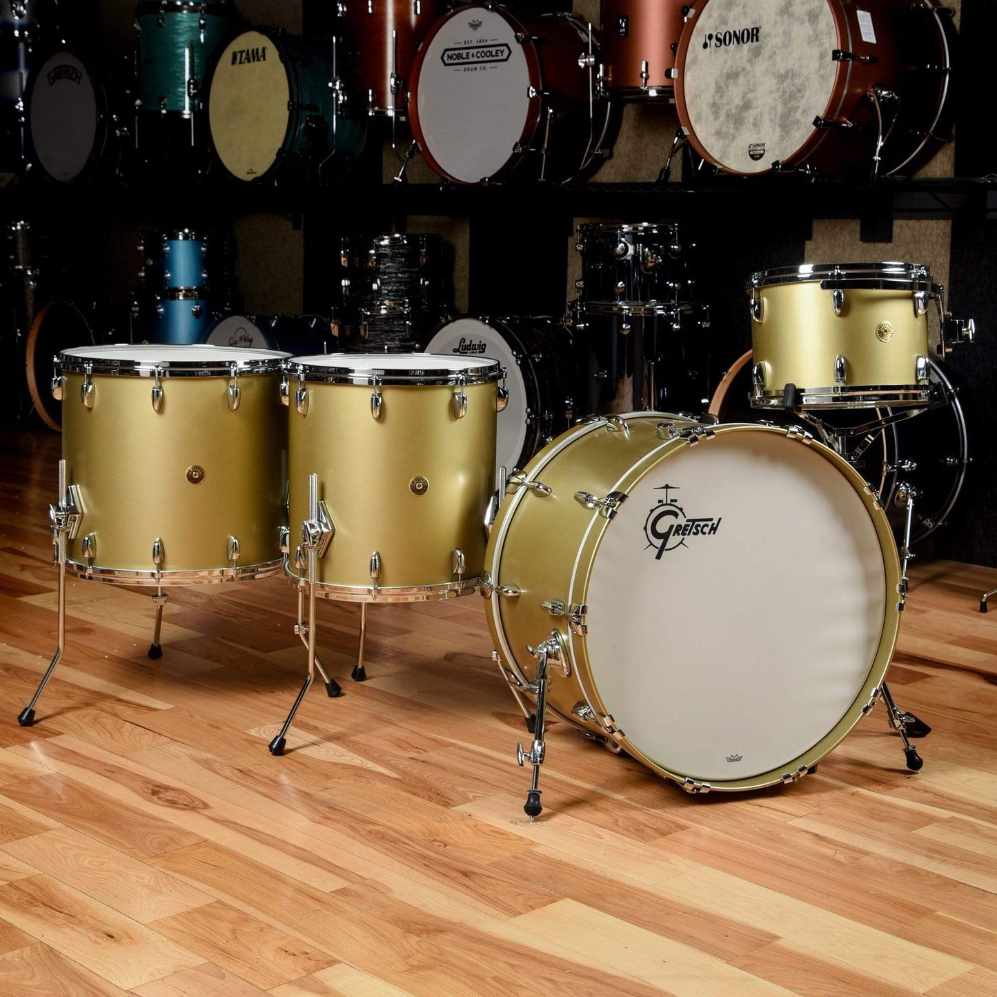 Gretsch USA Custom 13/16/18/24 4pc. Drum Kit Gold Mist Satin Drums and Percussion / Acoustic Drums / Full Acoustic Kits