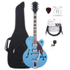 Gretsch G2420T Streamliner Hollow Body Riviera Blue w/Bigsby & Broad'Tron Pickups w/Gig Bag, Tuner, (1) Cable, Picks and Strings Bundle Electric Guitars / Hollow Body