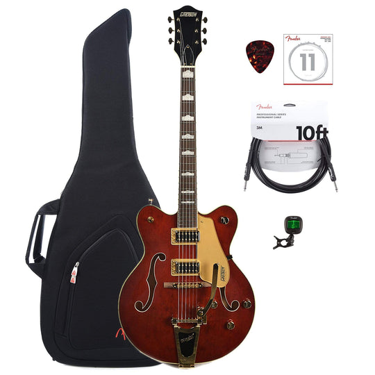 Gretsch G5422TG Electromatic Hollow Body with Bigsby Double-cut Walnut with Gold w/Gig Bag, Tuner, (1) Cable, Picks and Strings Bundle Electric Guitars / Hollow Body