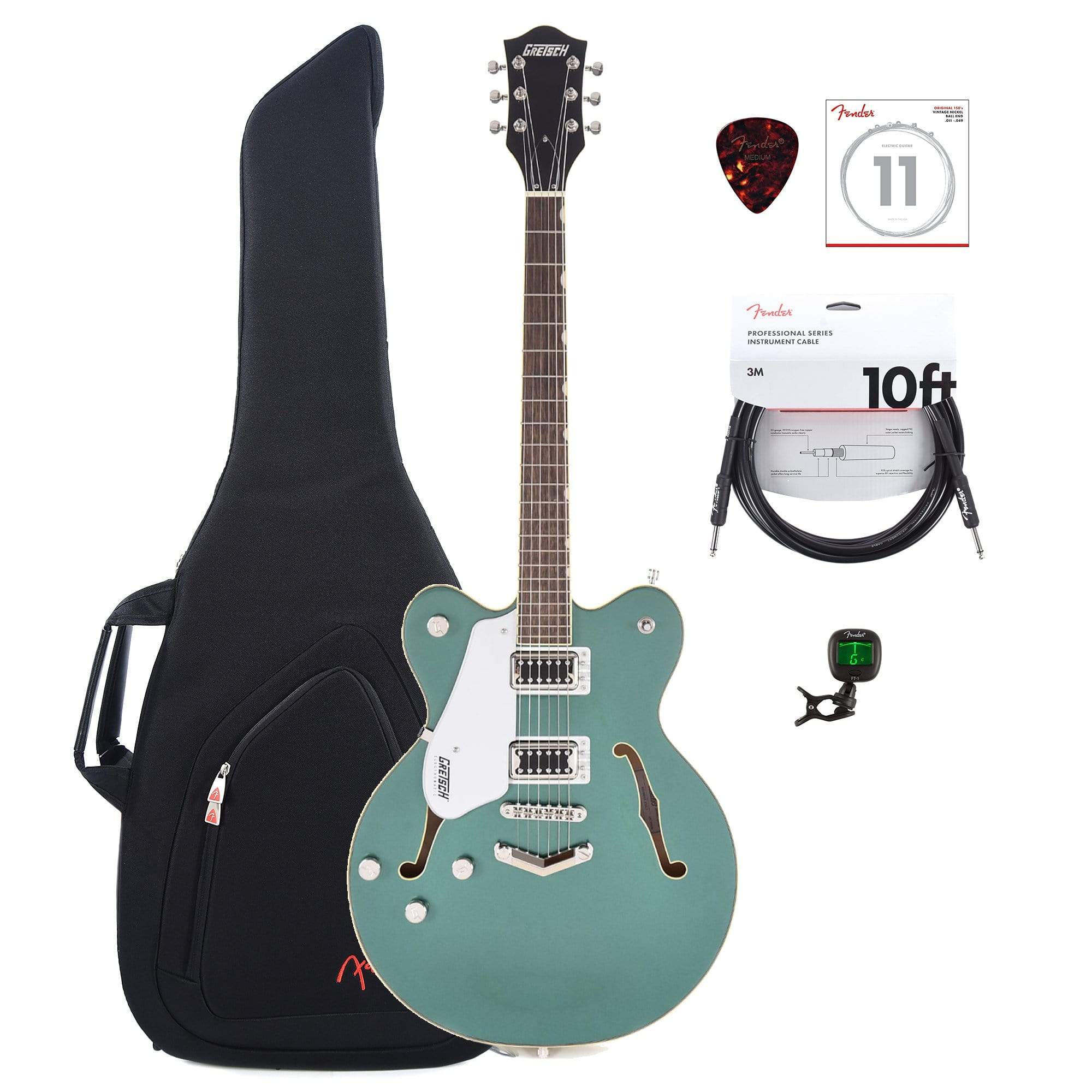 Gretsch G5622LH Electromatic Center Block Double-Cut Georgia Green w/V-Stoptail LEFTY w/Gig Bag, Tuner, (1) Cable, Picks and Strings Bundle Electric Guitars / Hollow Body