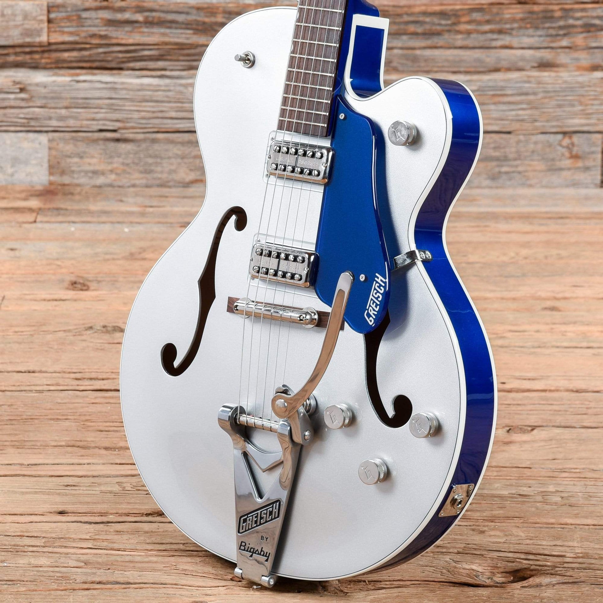 Gretsch G6118T Players Edition Anniversary 2 Tone Iridium Silver/Azure Metallic w/String Thru Bigsby Electric Guitars / Hollow Body