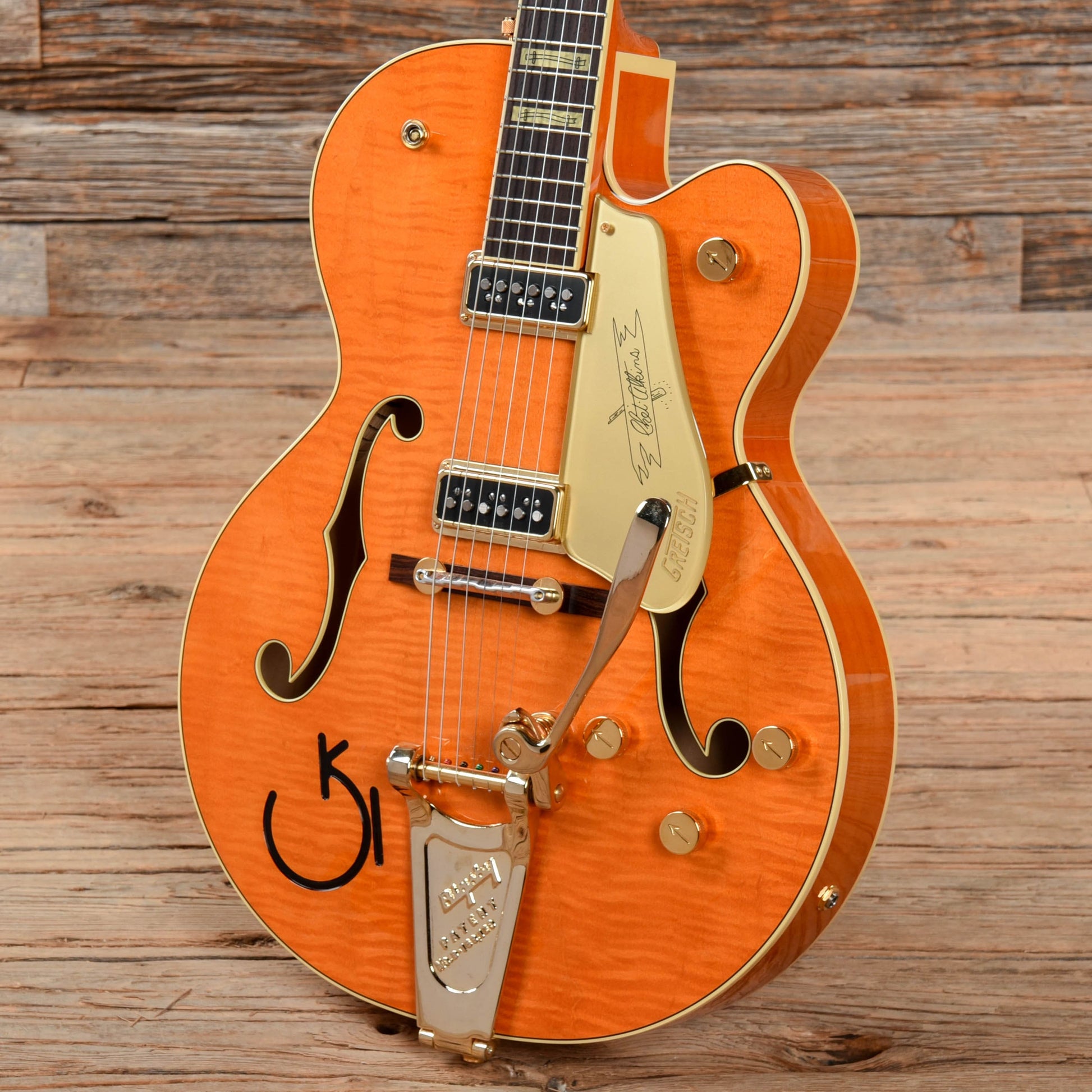 Gretsch G6120T-55 Vintage Select '55 Chet Atkins Hollow Body Vintage Orange Stain Lacquer 2018 Electric Guitars / Hollow Body