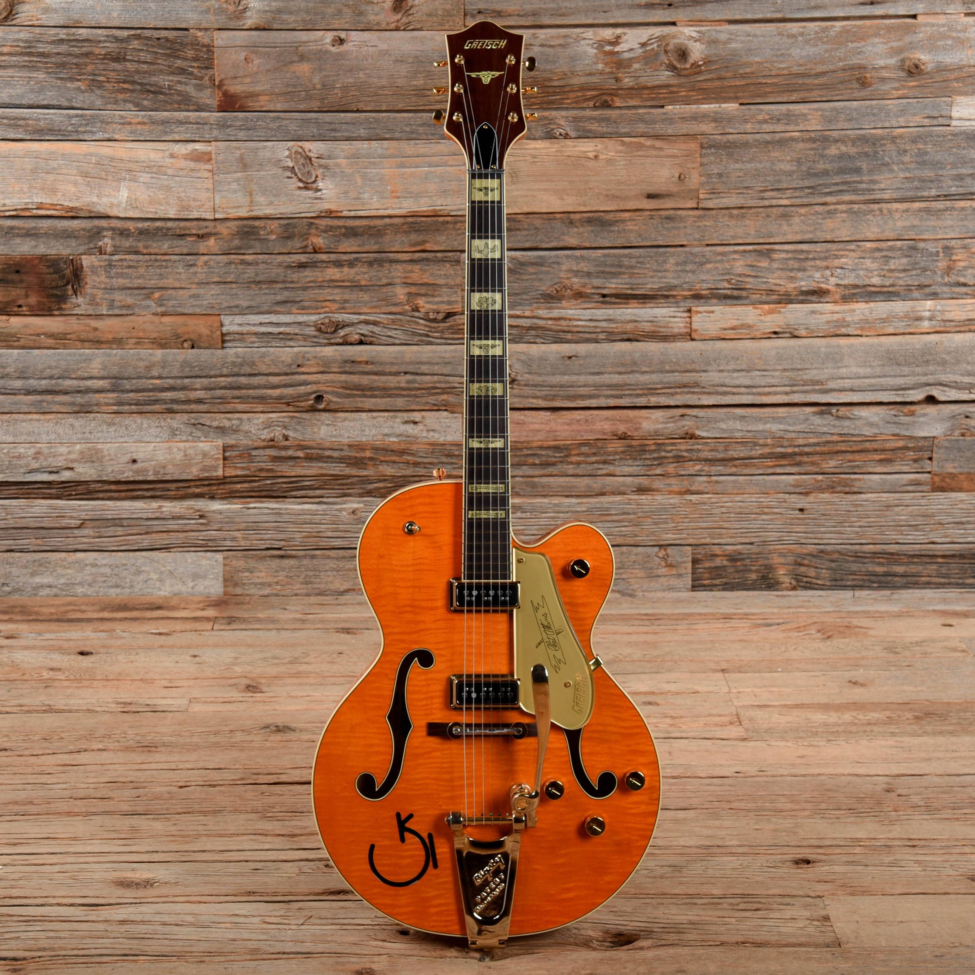 Gretsch G6120T-55 Vintage Select '55 Chet Atkins Hollow Body Vintage Orange Stain Lacquer 2018 Electric Guitars / Hollow Body
