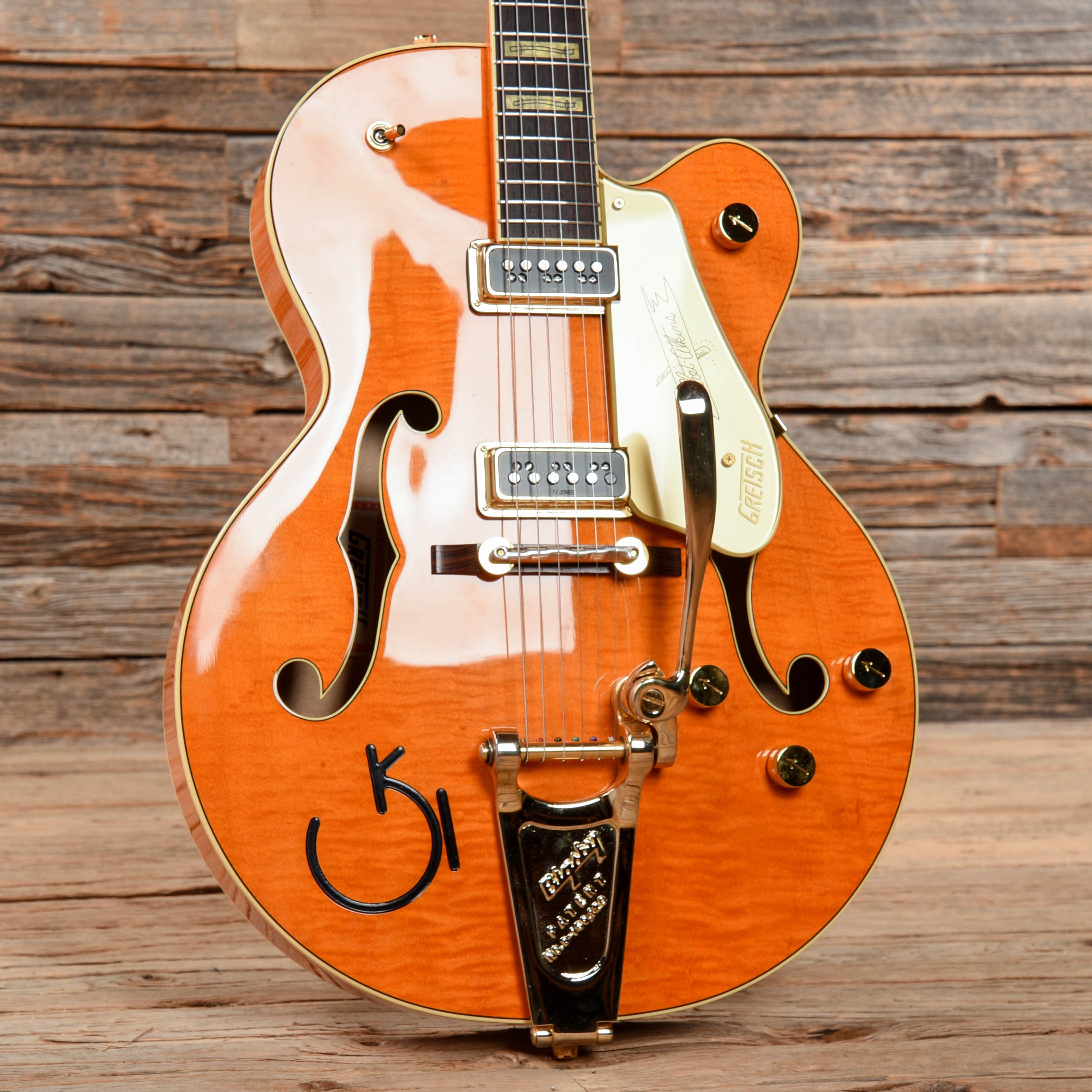 Gretsch G6120T-55 Vintage Select '55 Chet Atkins Hollow Body Vintage Orange Stain Lacquer 2018 Electric Guitars / Hollow Body