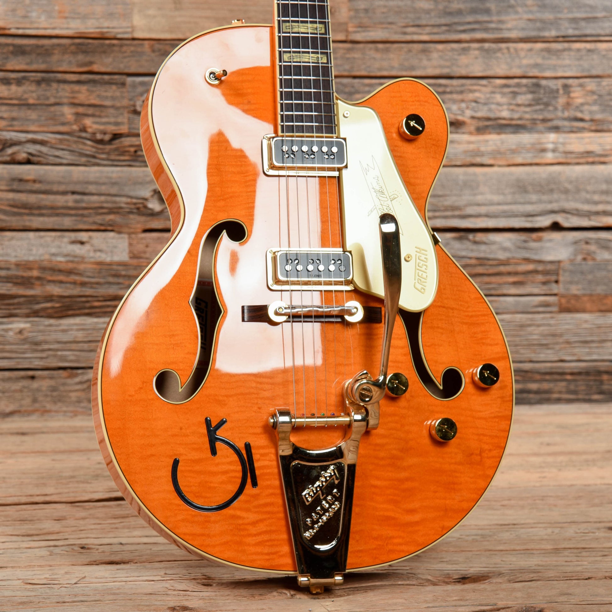 Gretsch G6120T-55 Vintage Select '55 Chet Atkins Hollow Body Vintage Orange Stain Lacquer 2018 Electric Guitars / Hollow Body