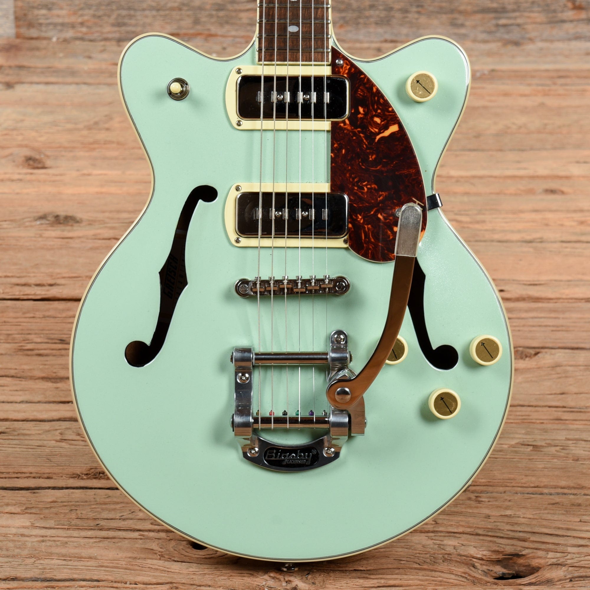 Gretsch G2655T-P90 Streamliner Center Block Double Cutaway with Bigsby Two Tone Mint Metallic/Vintage Mahogany Stain 2021 Electric Guitars / Semi-Hollow