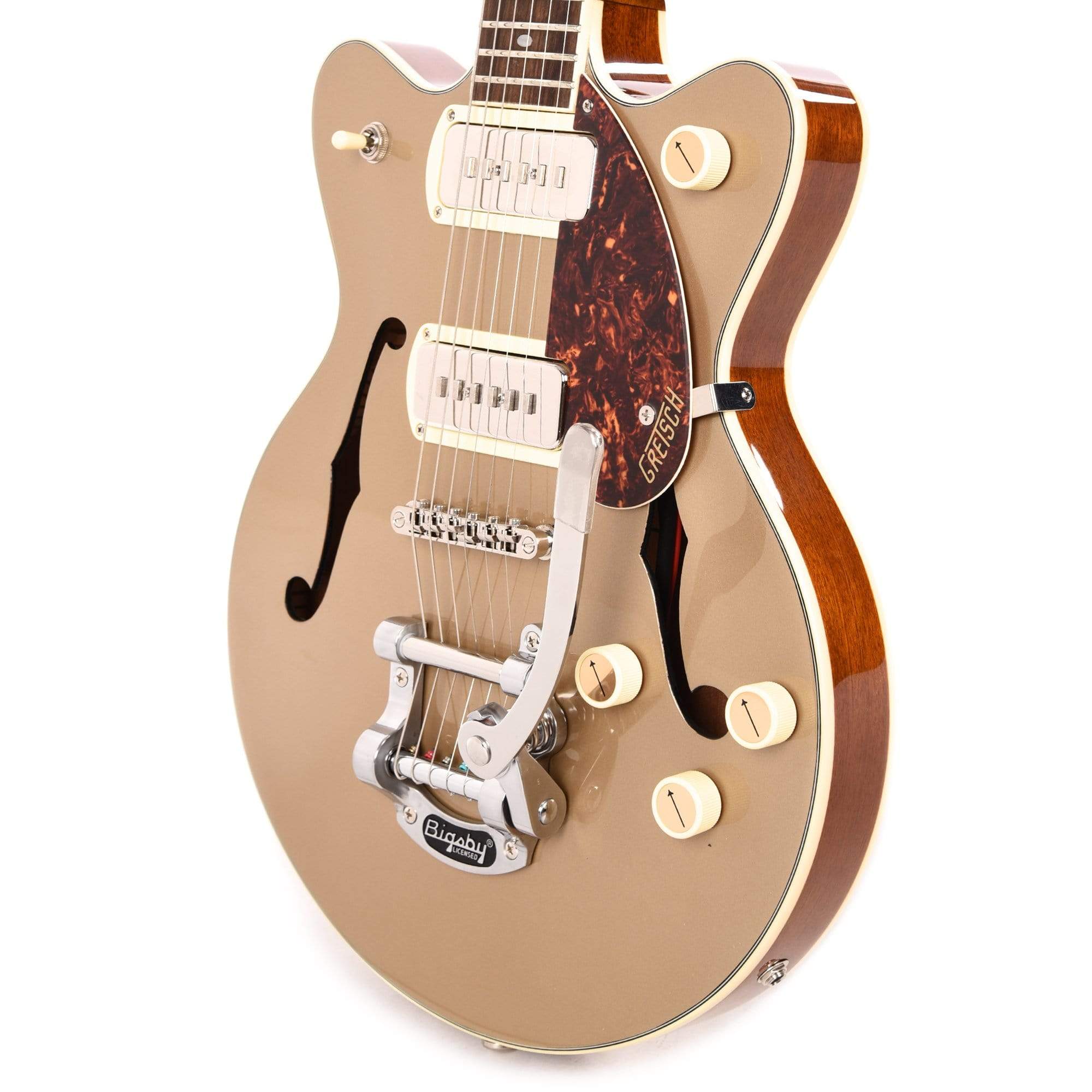 Gretsch G2655T-P90 Streamliner Center Block Jr. Double-Cut P90 Two-Tone Sahara Metallic/Vintage Mahogany Stain w/Bigsby Electric Guitars / Semi-Hollow
