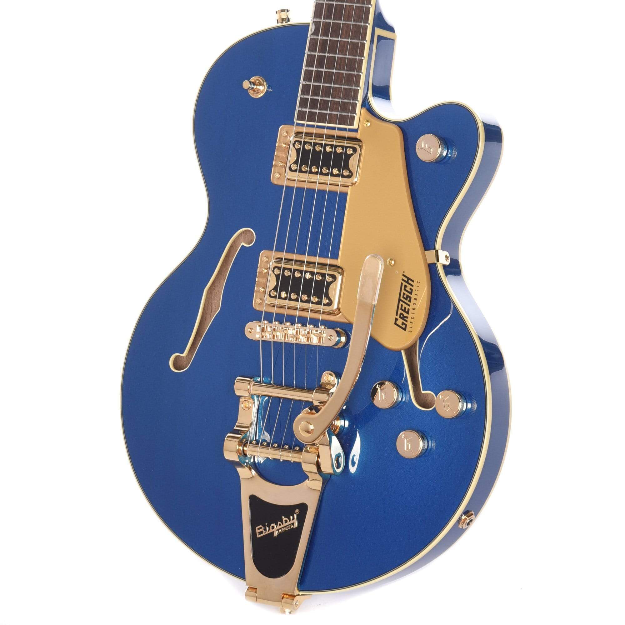 Gretsch G5655TG Electromatic Center Block Jr. Azure Metallic w/Bigsby & Black Top Broad'Tron Pickups Electric Guitars / Semi-Hollow