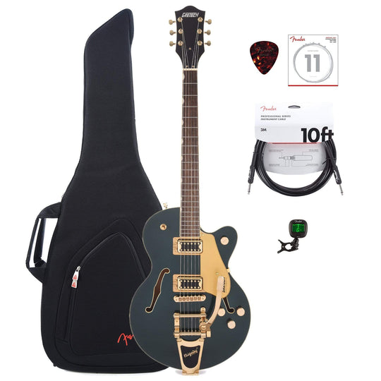 Gretsch G5655TG Electromatic Center Block Jr. Cadillac Green w/Bigsby & Black Top Broad'Tron Pickups w/Gig Bag, Tuner, (1) Cable, Picks and Strings Bundle Electric Guitars / Semi-Hollow