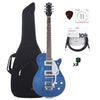 Gretsch G5230T Electromatic Jet FT Aleutian Blue w/Bigsby & Black Top Broad'Tron Pickups w/Gig Bag, Tuner, (1) Cable, Picks and Strings Bundle Electric Guitars / Solid Body
