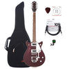Gretsch G5232T Electromatic Double Jet FT Dark Cherry Metallic w/Bigsby w/Gig Bag, Tuner, (1) Cable, Picks and Strings Bundle Electric Guitars / Solid Body