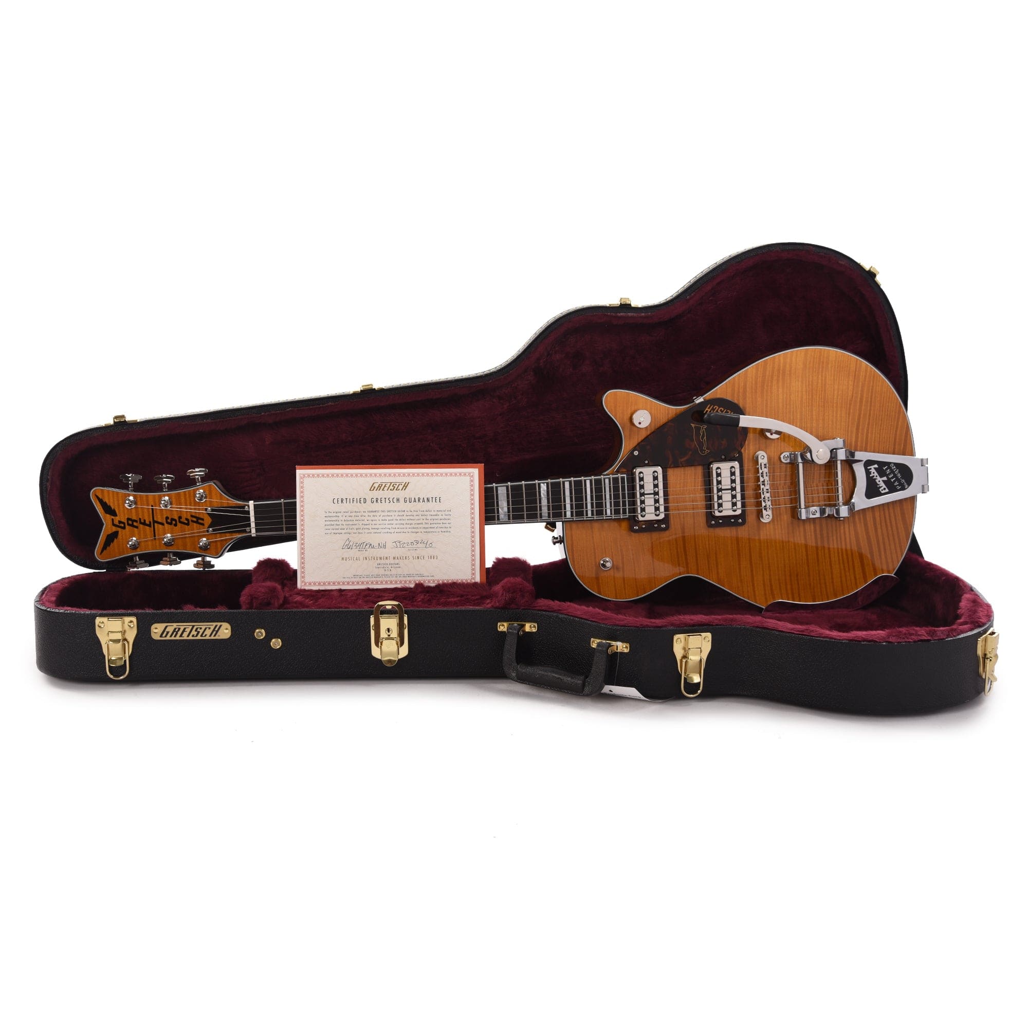 Gretsch G6134TFM-NH Nigel Hendroff Signature Penguin Amber Flame Electric Guitars / Solid Body