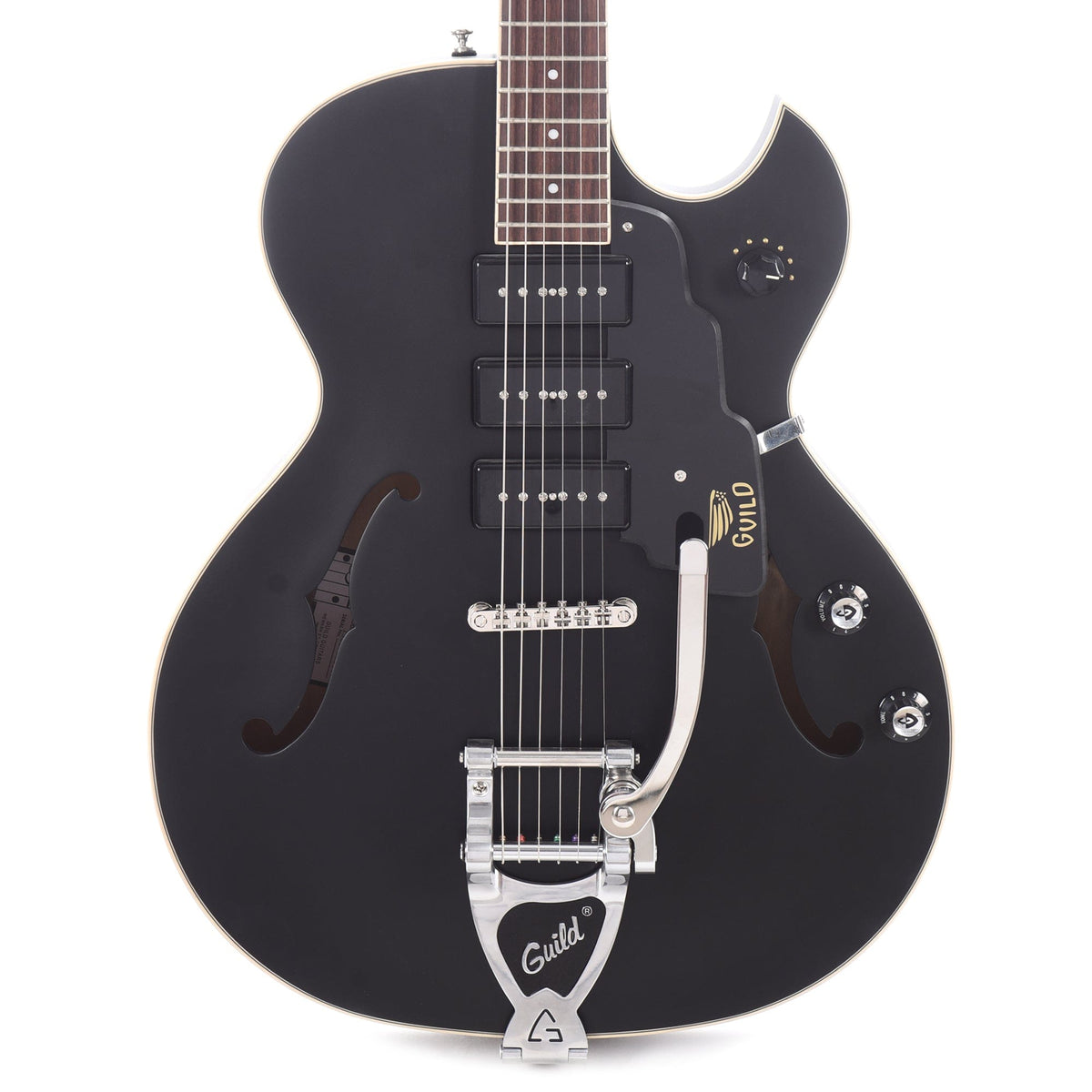 Guild Starfire I Jet 90 Satin Black w/Guild Vibrato Tailpiece Electric Guitars / Semi-Hollow