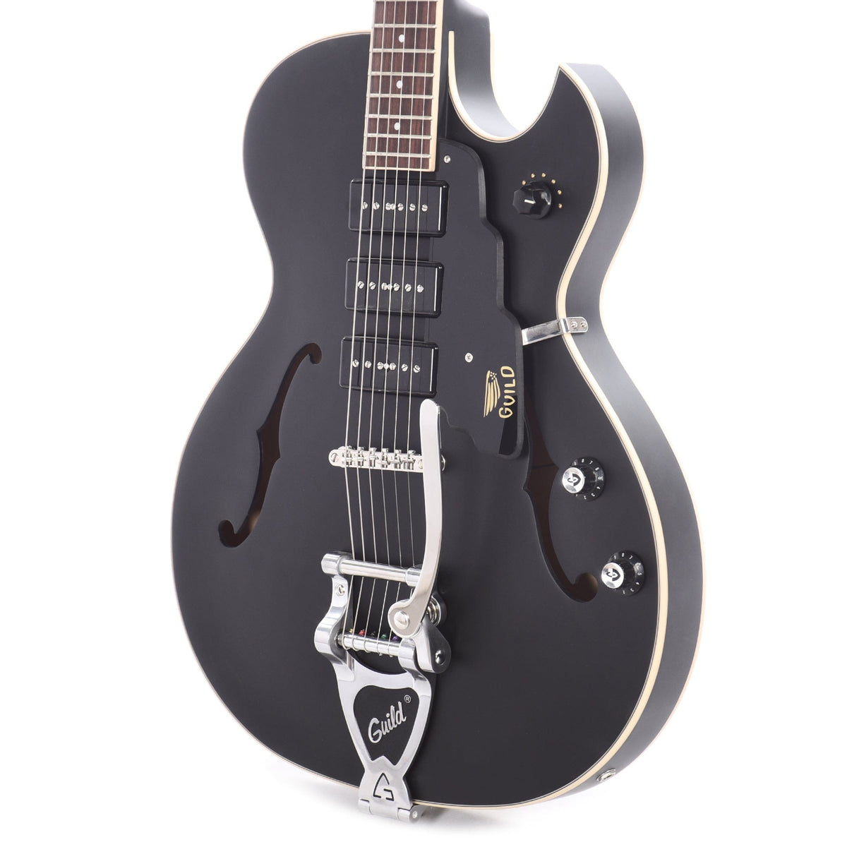 Guild Starfire I Jet 90 Satin Black w/Guild Vibrato Tailpiece Electric Guitars / Semi-Hollow