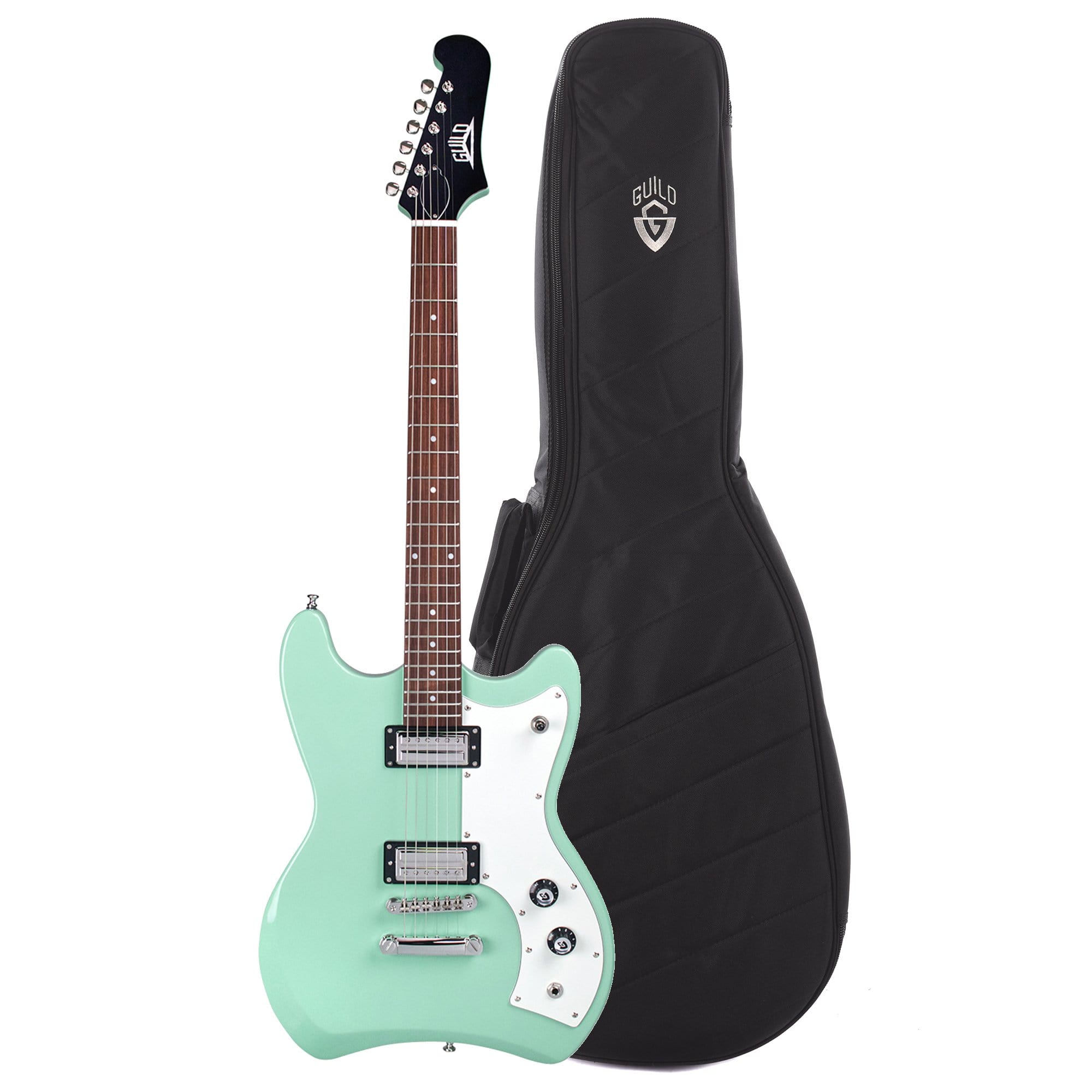 Guild Jetstar Guild Jetstar Sea Foam Green and Deluxe Electric Gig Bag Bundle ...