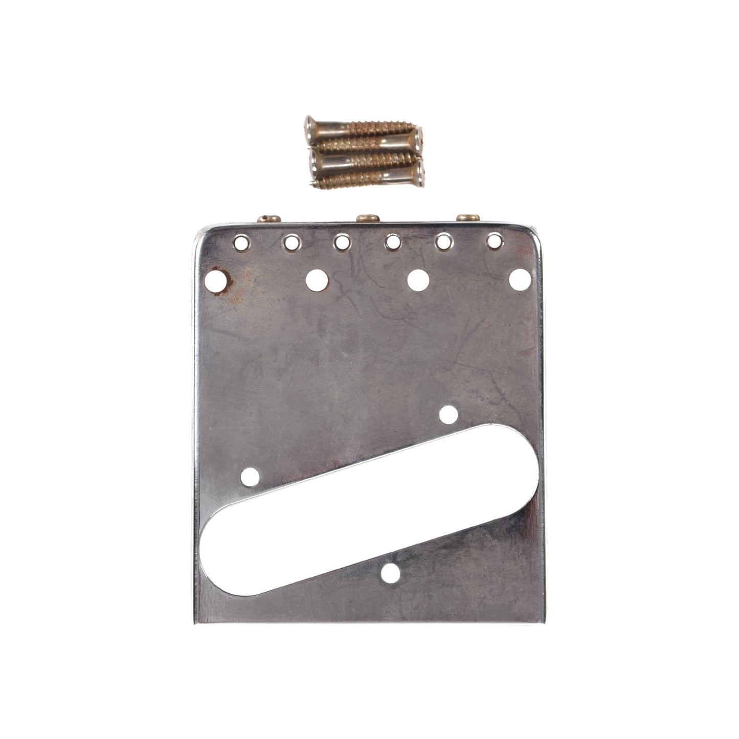 GuitarSlinger Tele Bridge Aged Chrome Barrel Saddles Parts / Guitar Parts / Bridges