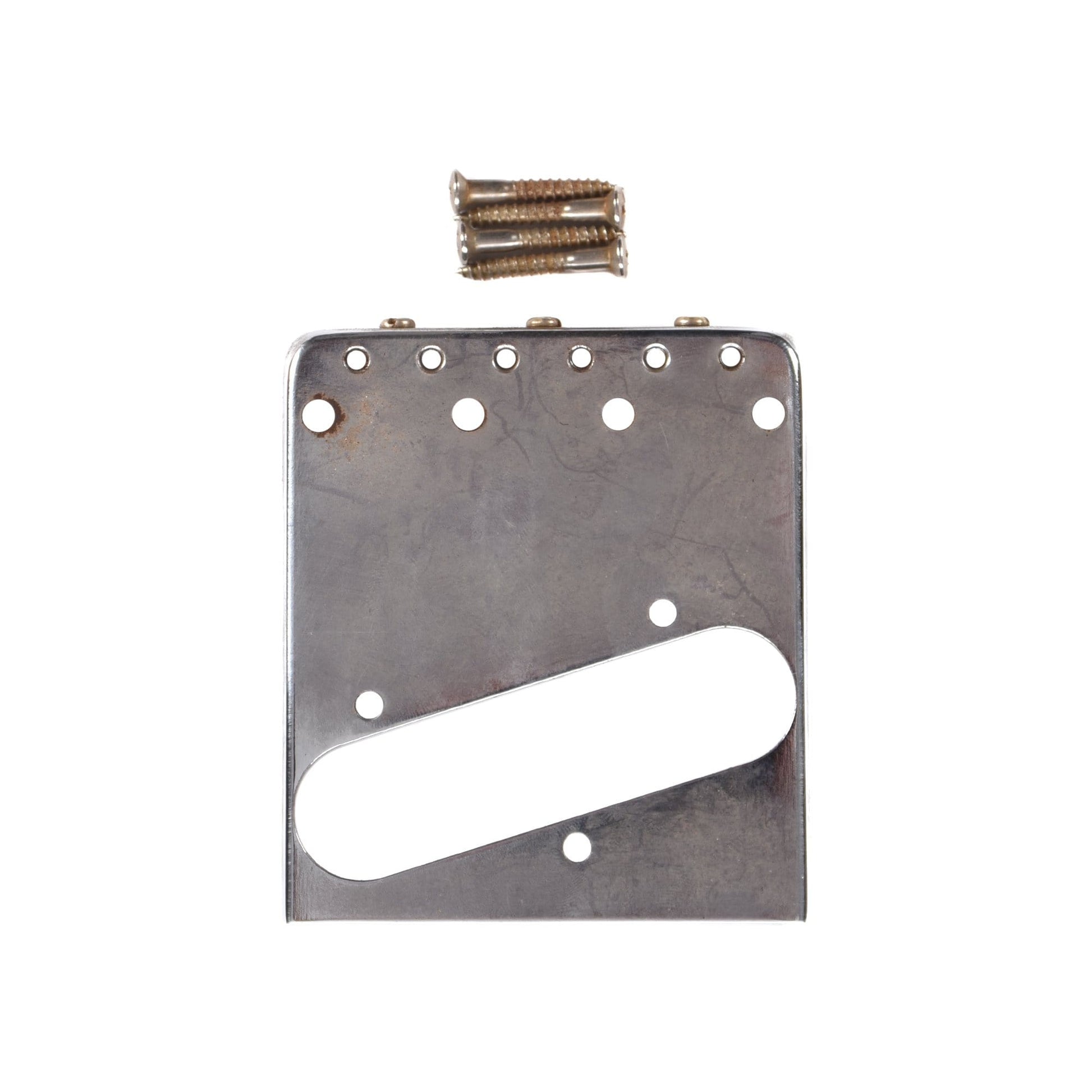 GuitarSlinger Tele Bridge Aged Chrome Barrel Saddles Parts / Guitar Parts / Bridges