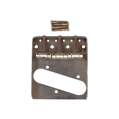 GuitarSlinger Tele Bridge Aged Chrome Barrel Saddles Parts / Guitar Parts / Bridges