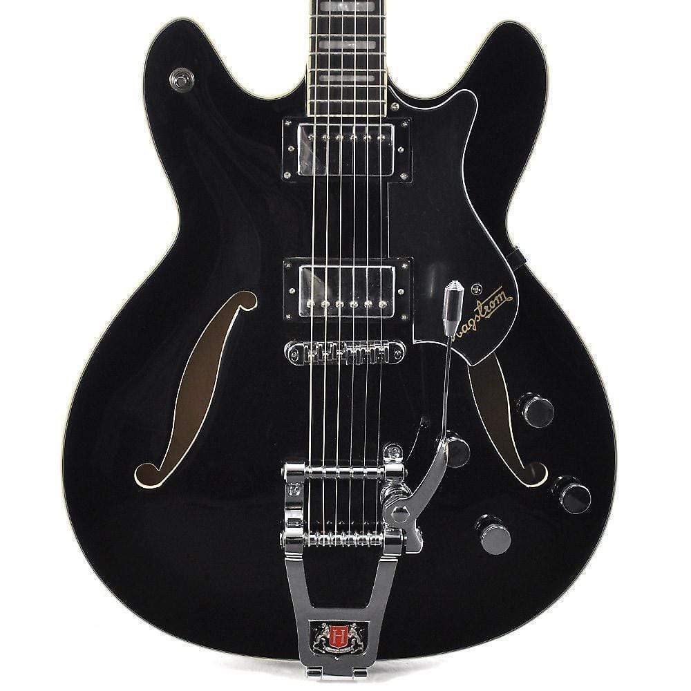 Hagstrom Viking Deluxe Tremar Black Gloss Electric Guitars / Semi-Hollow