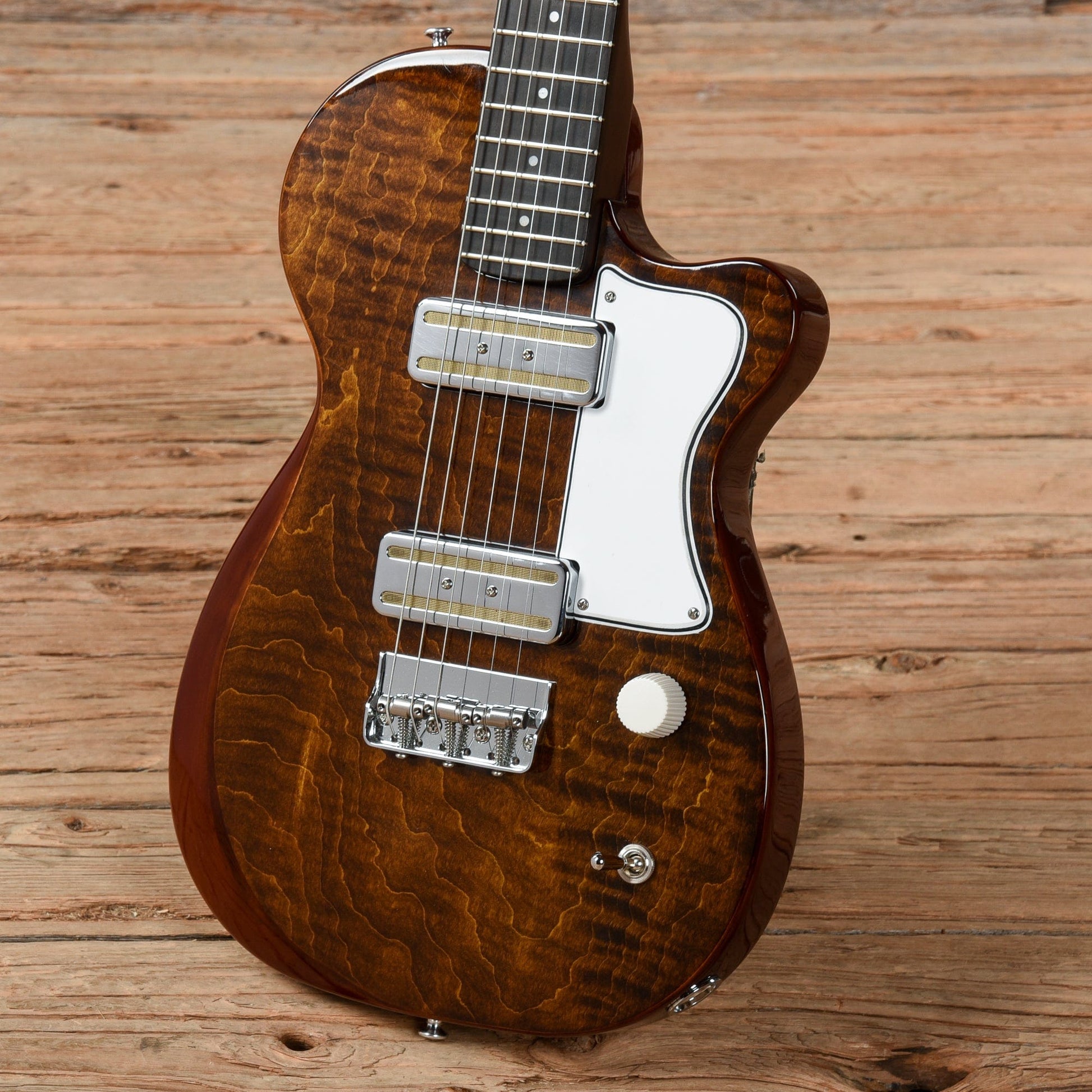 Harmony Juno Flame Maple Top Transparent Brown Electric Guitars / Solid Body