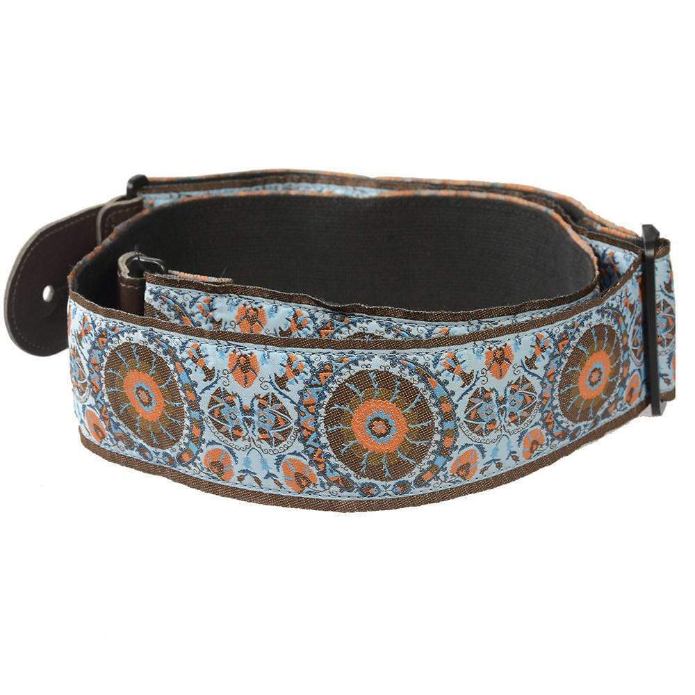 Henry Heller Sky Blue Gypsy Jacquard 2.5" Guitar Strap w/Cotton Backing Accessories / Straps