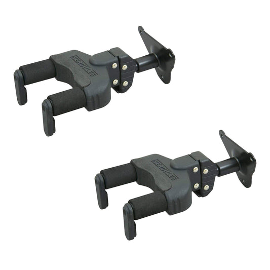 Hercules Metal Flat Wall Mount Guitar Hanger 2 Pack Bundle Accessories / Stands