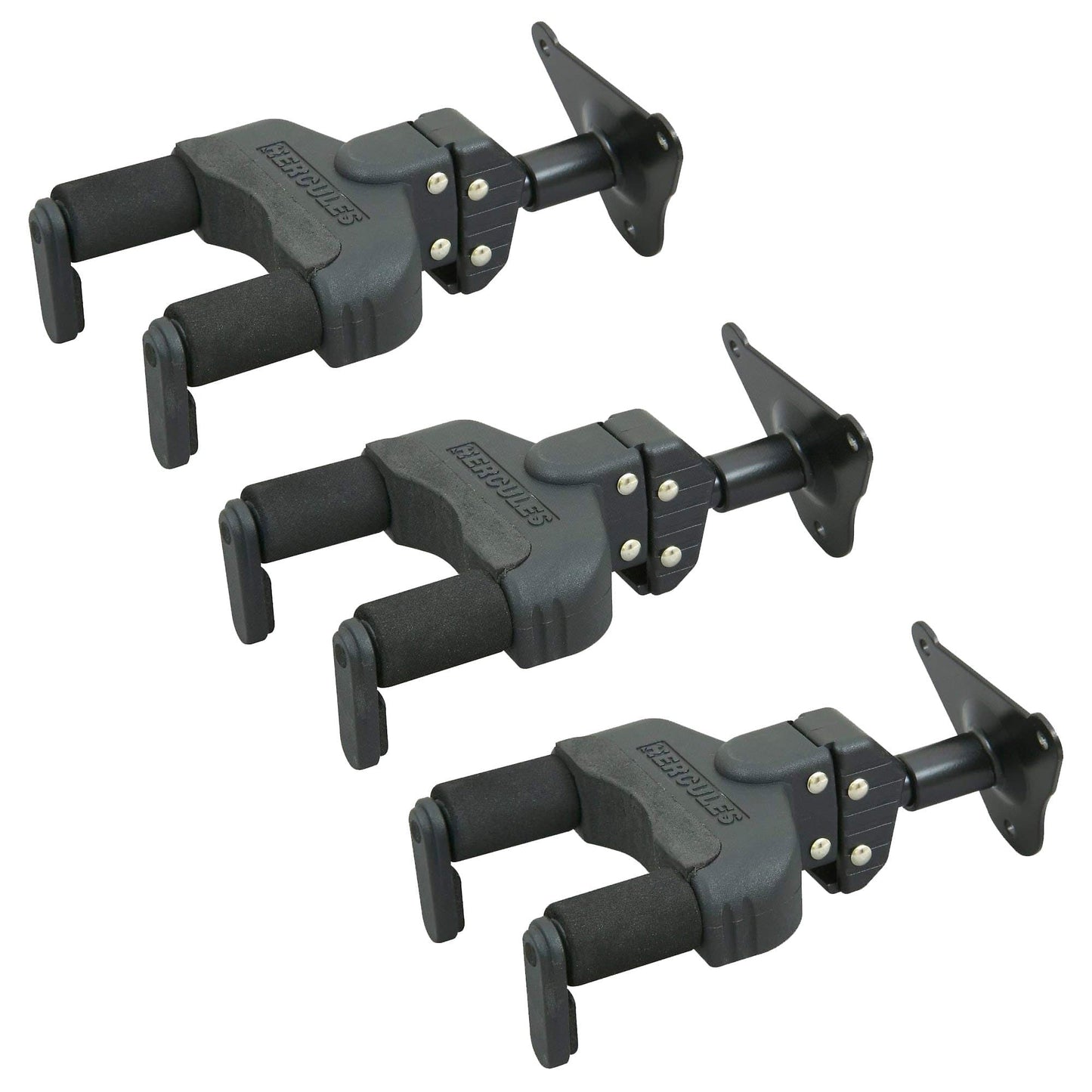 Hercules Metal Flat Wall Mount Guitar Hanger 3 Pack Bundle Accessories / Stands