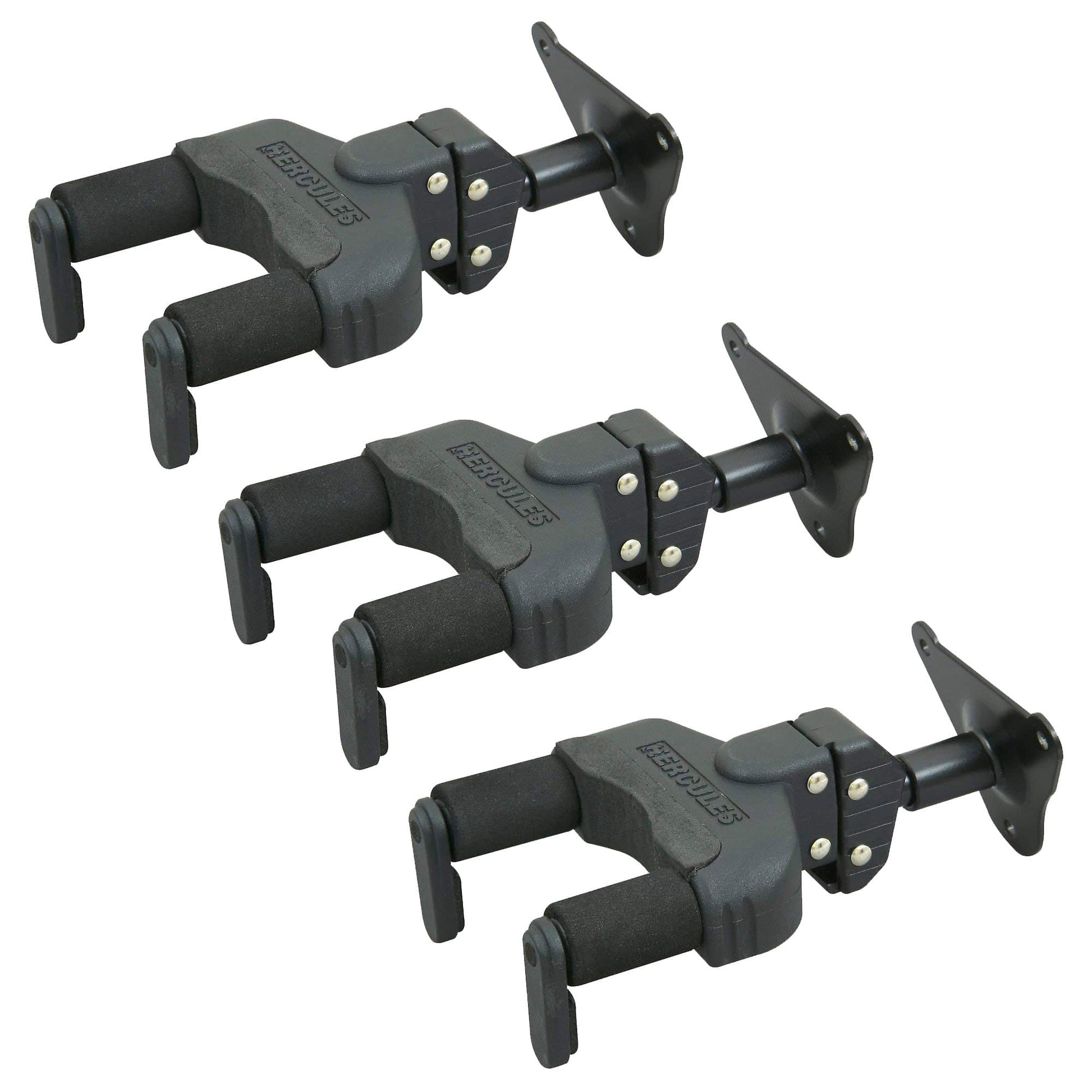 Hercules Metal Flat Wall Mount Guitar Hanger 3 Pack Bundle Accessories / Stands