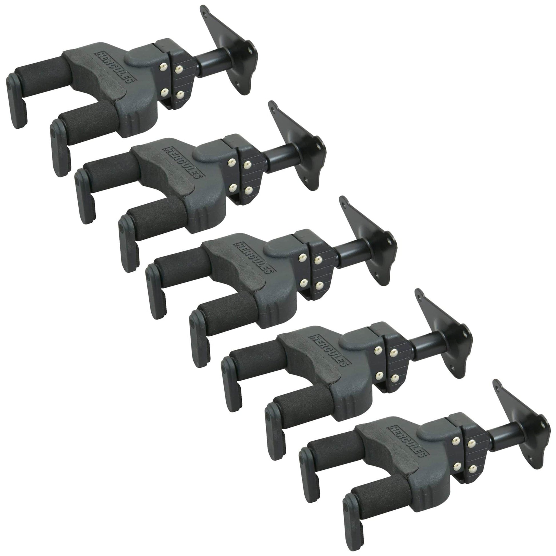 Hercules Metal Flat Wall Mount Guitar Hanger 5 Pack Bundle Accessories / Stands