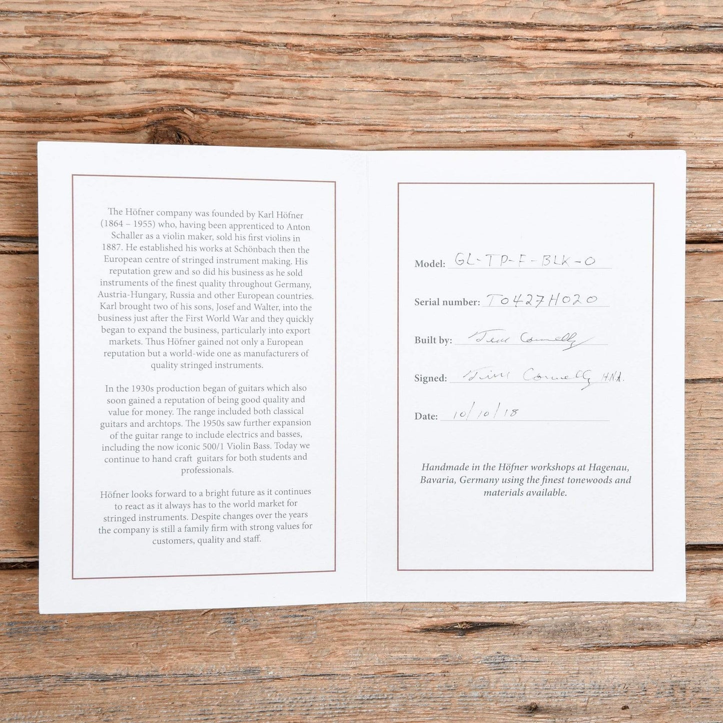 Hofner Gold Label Limited Edition Thin President Florentine Black 2017 Electric Guitars / Hollow Body