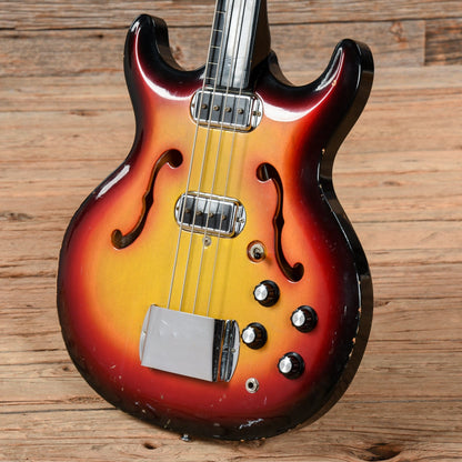Hohner Bartell Semi-Hollow Fretless Bass Sunburst 1960s Bass Guitars / 4-String