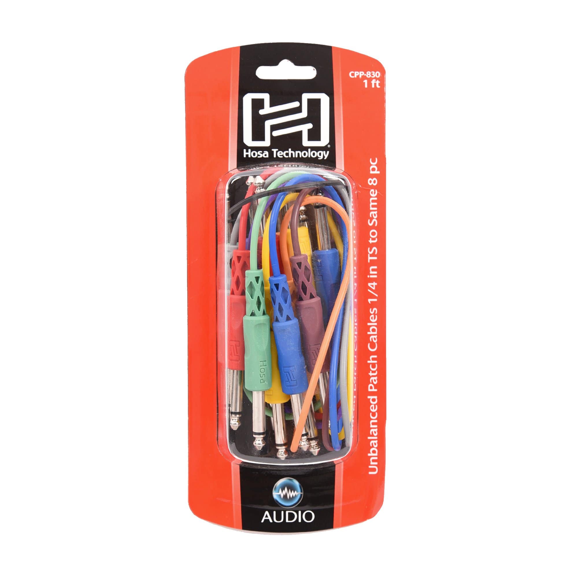 Hosa CPP-830 1/4-inch TS Male Patch Cable 1' Various Colors (8 pack) Accessories / Cables