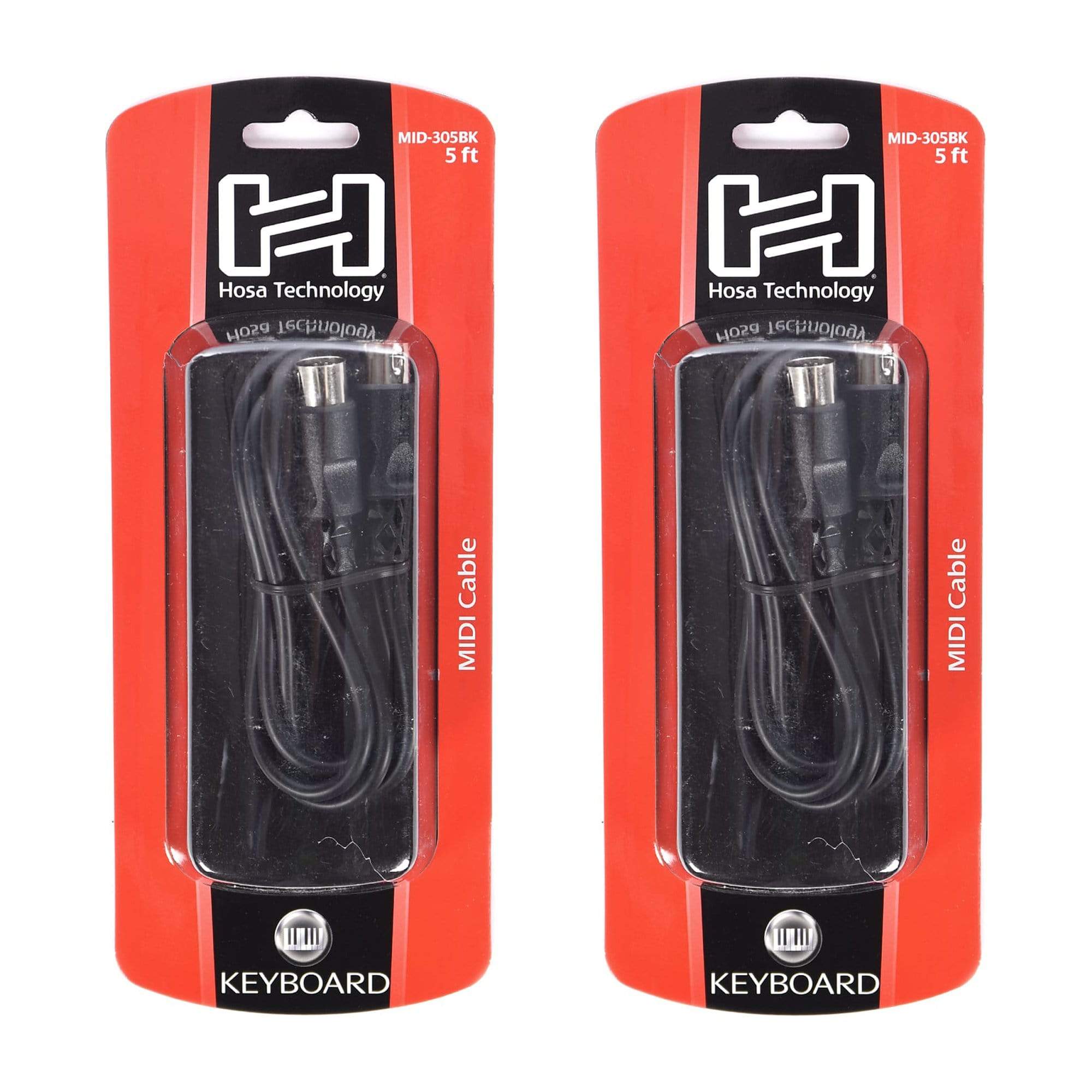 Hosa MIDI Cable 5-pin DIN to DIN 5 ft 2 Pack Bundle Accessories / Cables