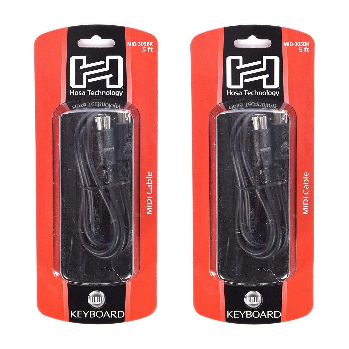 Hosa MIDI Cable 5-pin DIN to DIN 5 ft 2 Pack Bundle Accessories / Cables