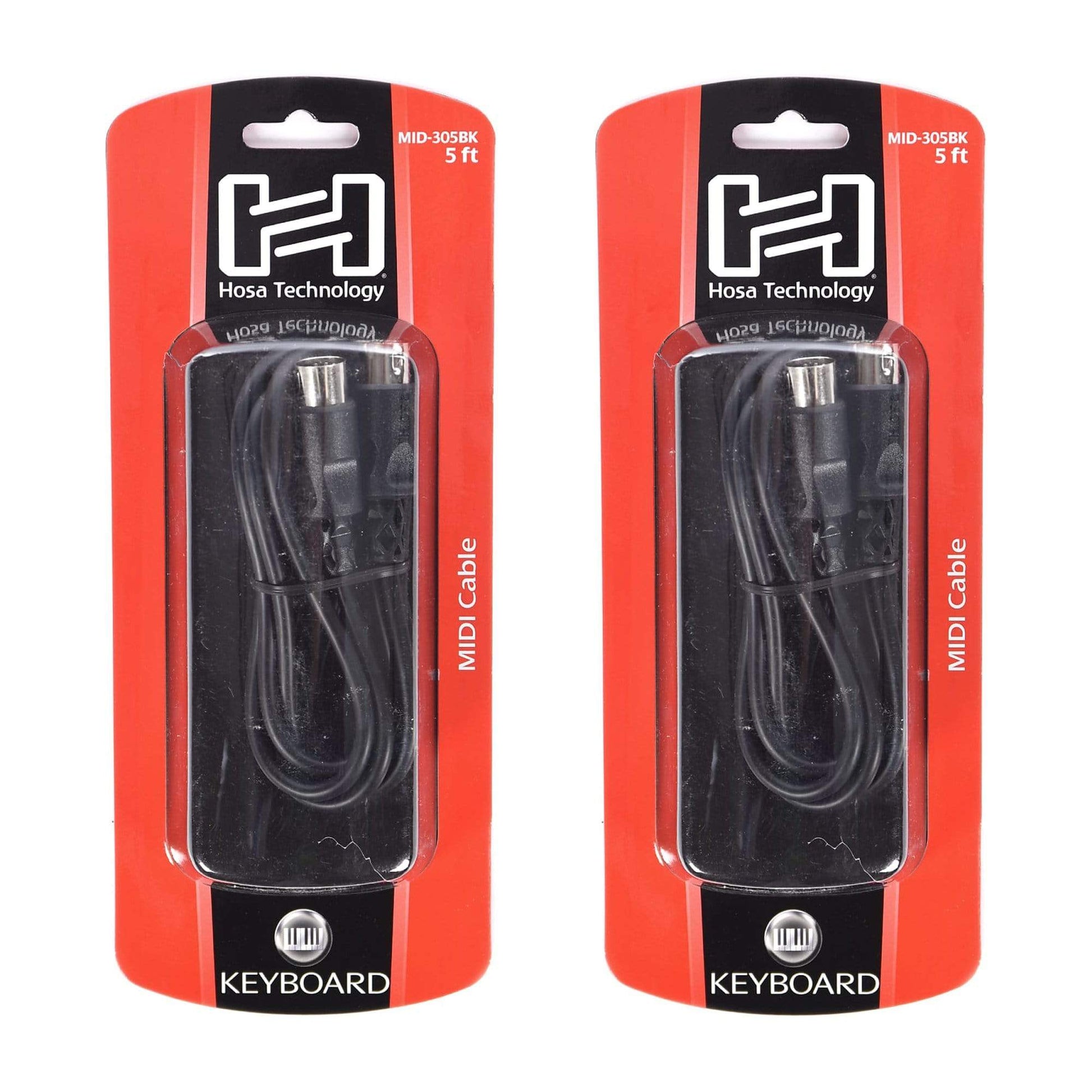 Hosa MIDI Cable 5-pin DIN to DIN 5 ft 2 Pack Bundle Accessories / Cables