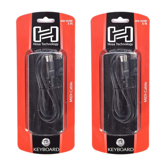 Hosa MIDI Cable 5-pin DIN to DIN 5 ft 2 Pack Bundle Accessories / Cables