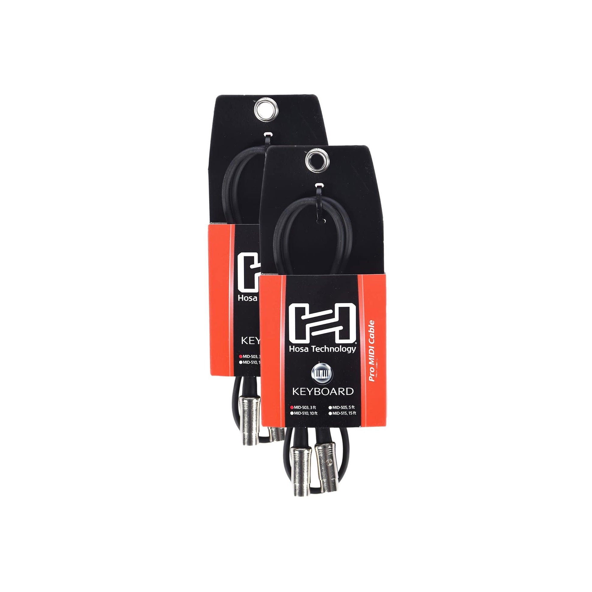 Hosa Pro MIDI Cable Serviceable 5-pin DIN to DIN 3 ft 2 Pack Bundle Accessories / Cables